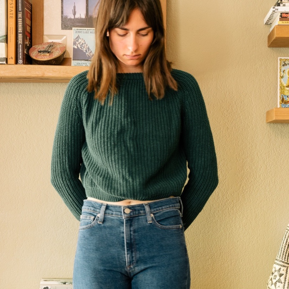 American Apparel Cropped Fisherman Sweater - Green